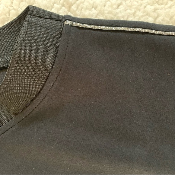 Alfani New With Tags Black Top with Silver Stripe Down Sleeves Casual Dressy - Picture 4 of 7